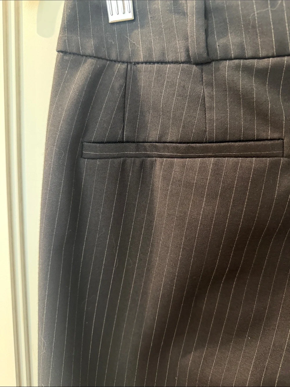 Ba&sh Navy Blue Pinstipe Trousers EUC size 4 - Picture 6 of 11